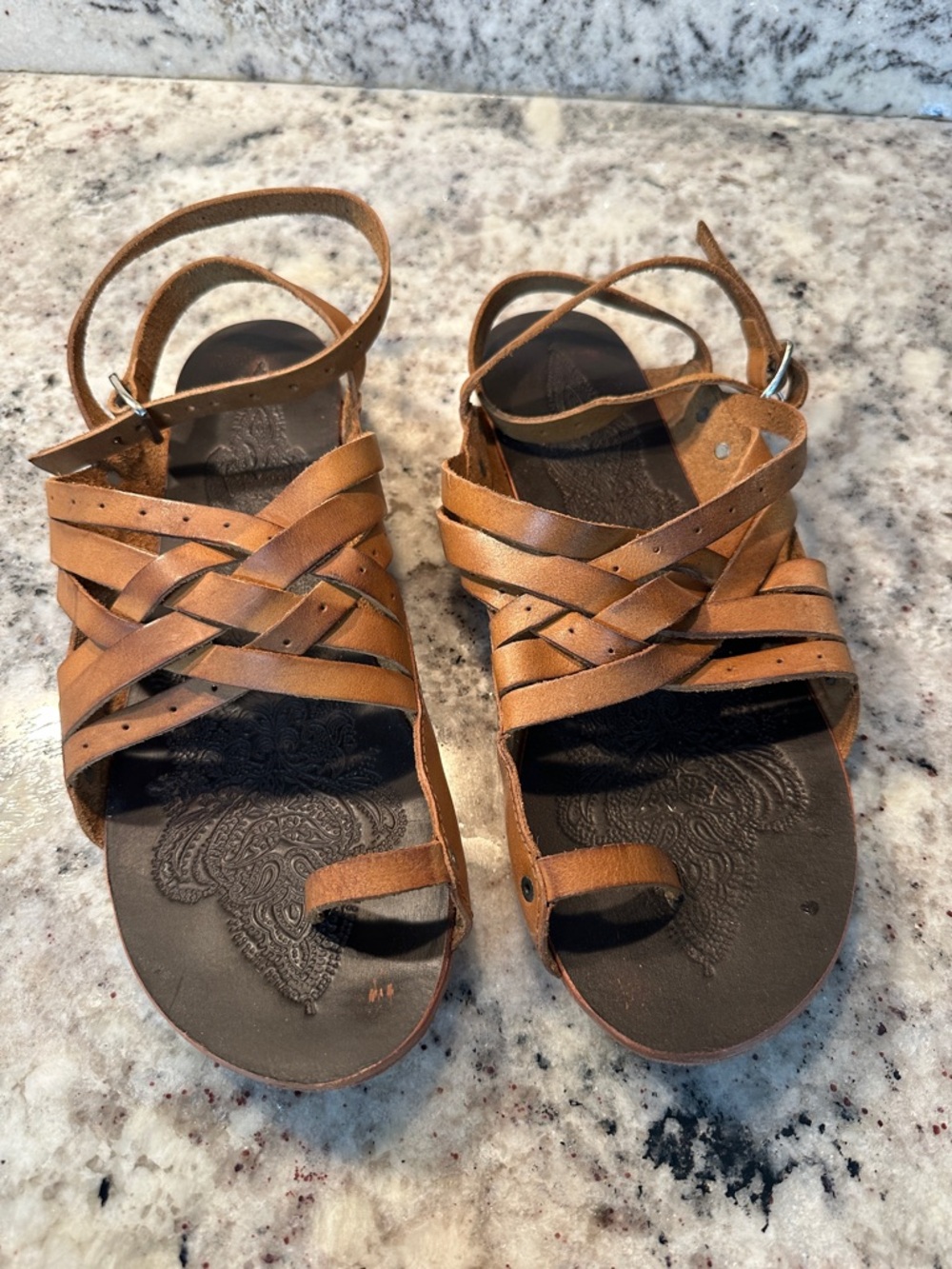 Free People Belize Strappy Women size 39 Tan Slingback Sandal